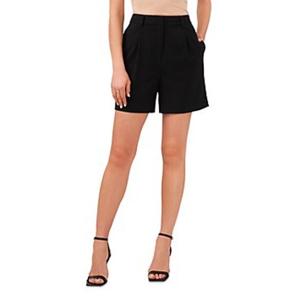 1. State Solid Black Preppy Pleated High Waist Dressy Summer Shorts 4 NWT - Picture 1 of 11
